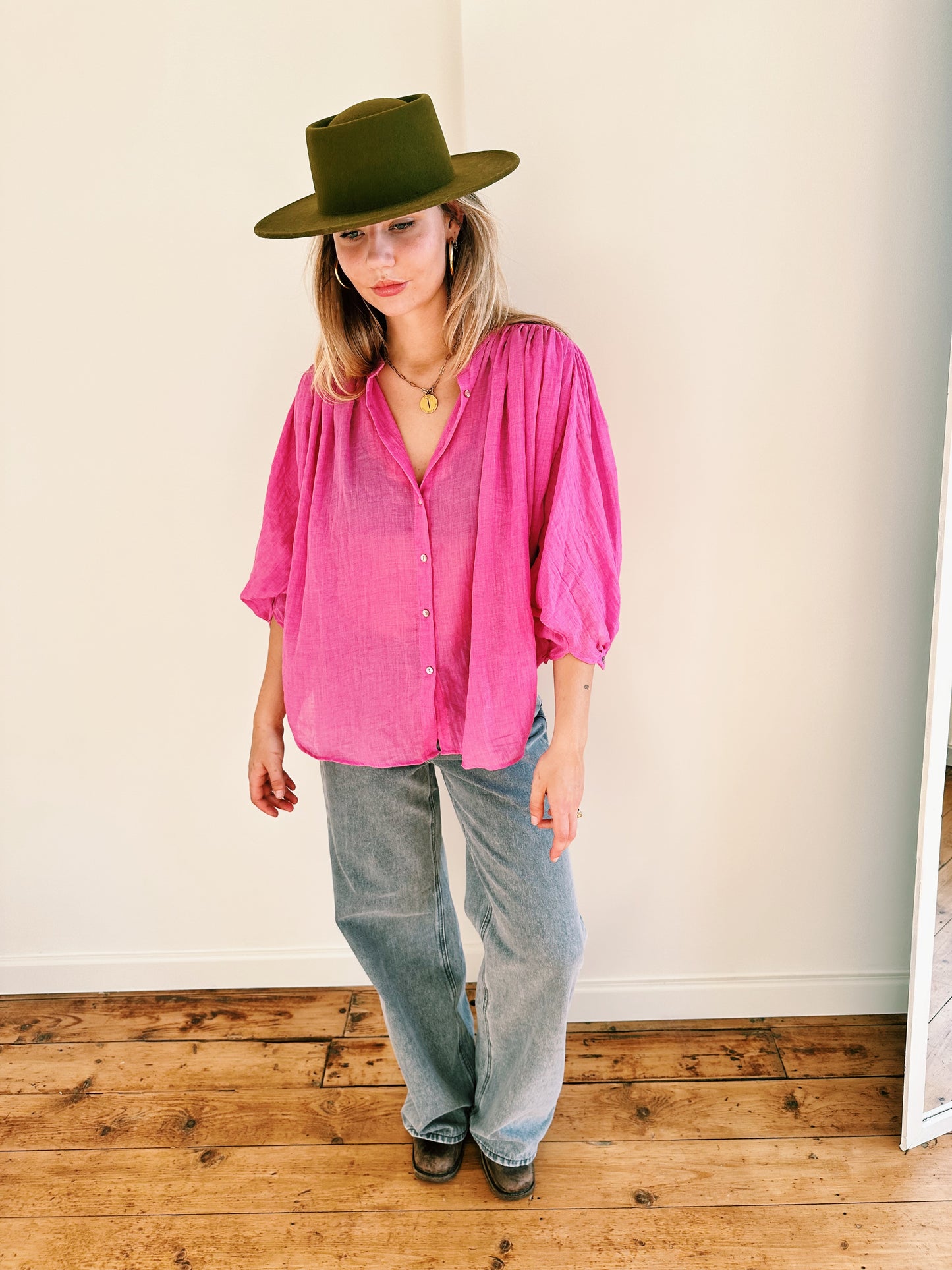BLOUSE - FEE WIJDE MOUW ROZE