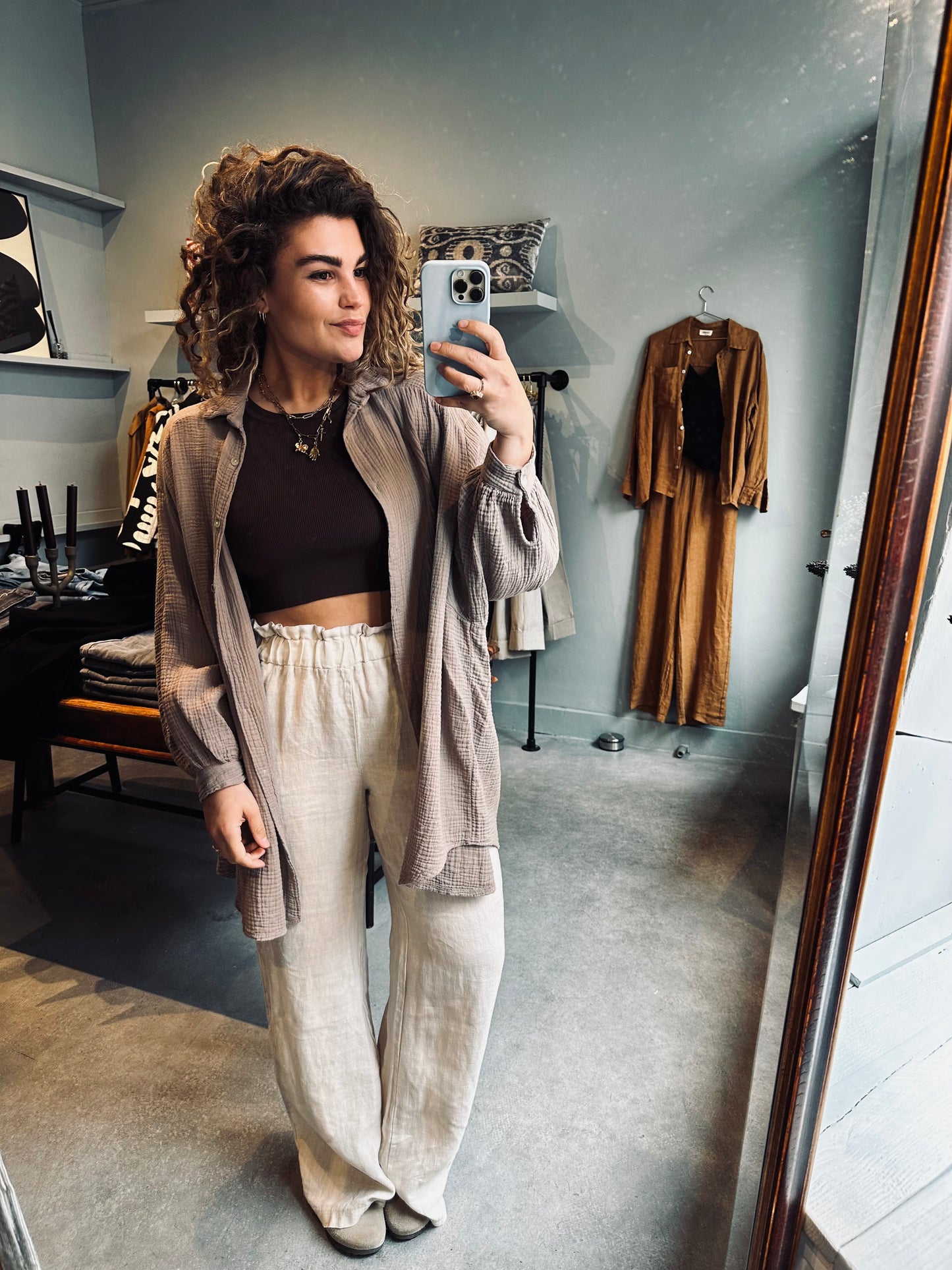 EEF - BROEK LINNEN LANG BEIGE