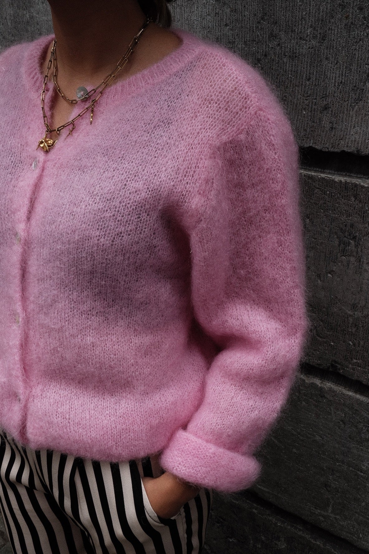 LOU - MOHAIR VEST ROZE
