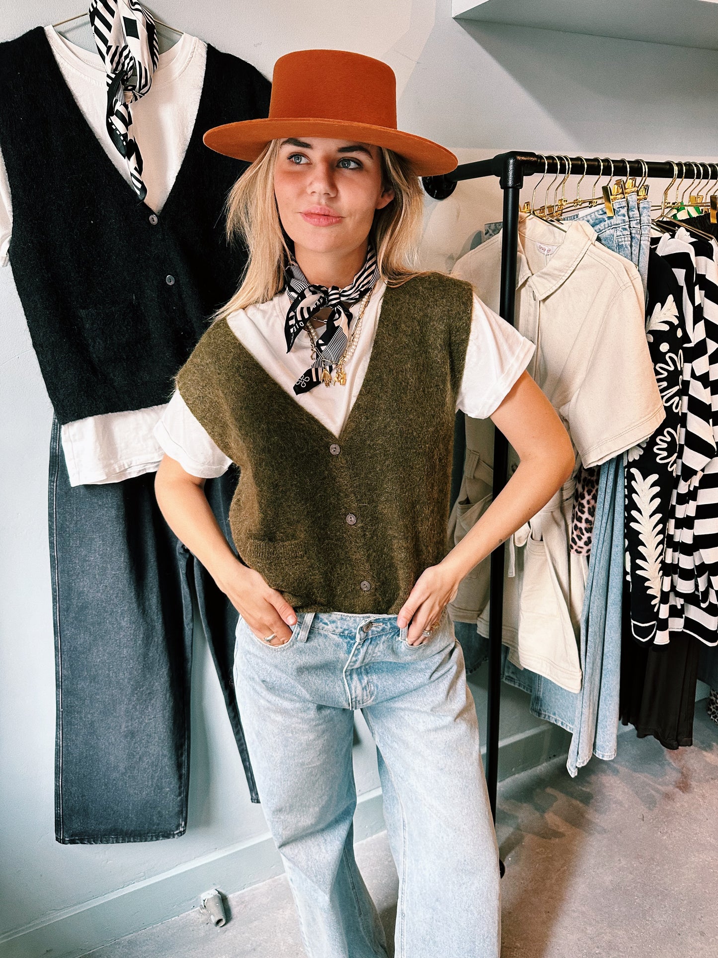 GILET - MOHAIR GROEN
