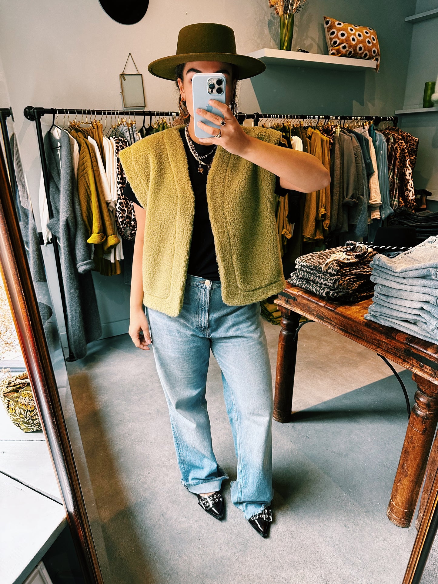 FLUFFY - GILET GROEN