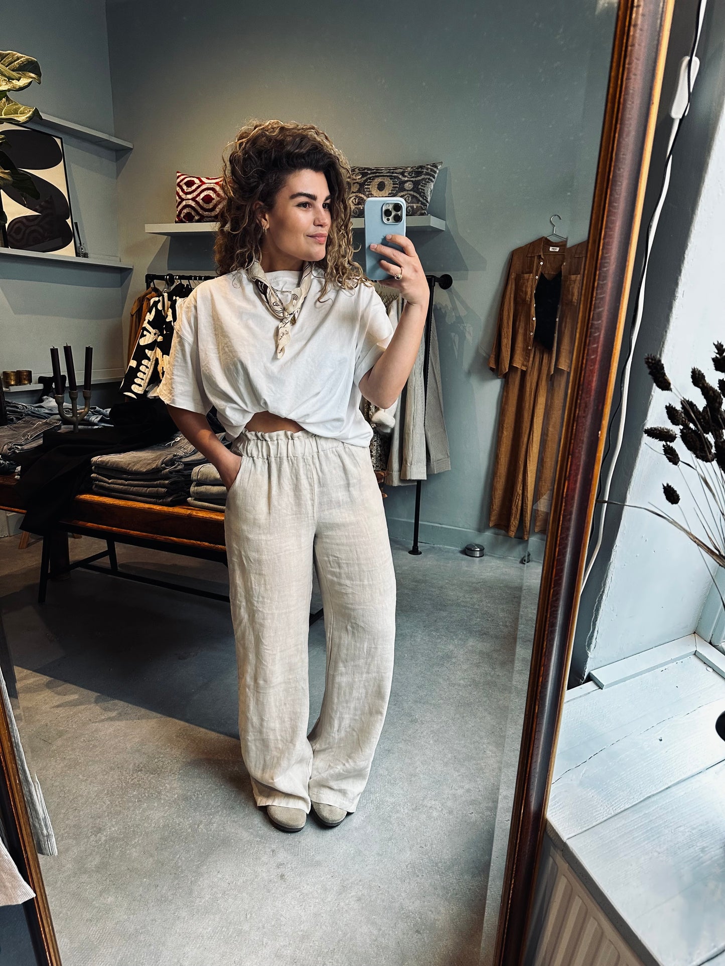 EEF - BROEK LINNEN LANG BEIGE