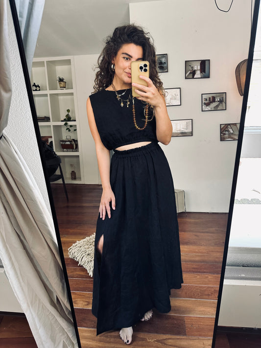 ROOS - LINNEN SET ZWART