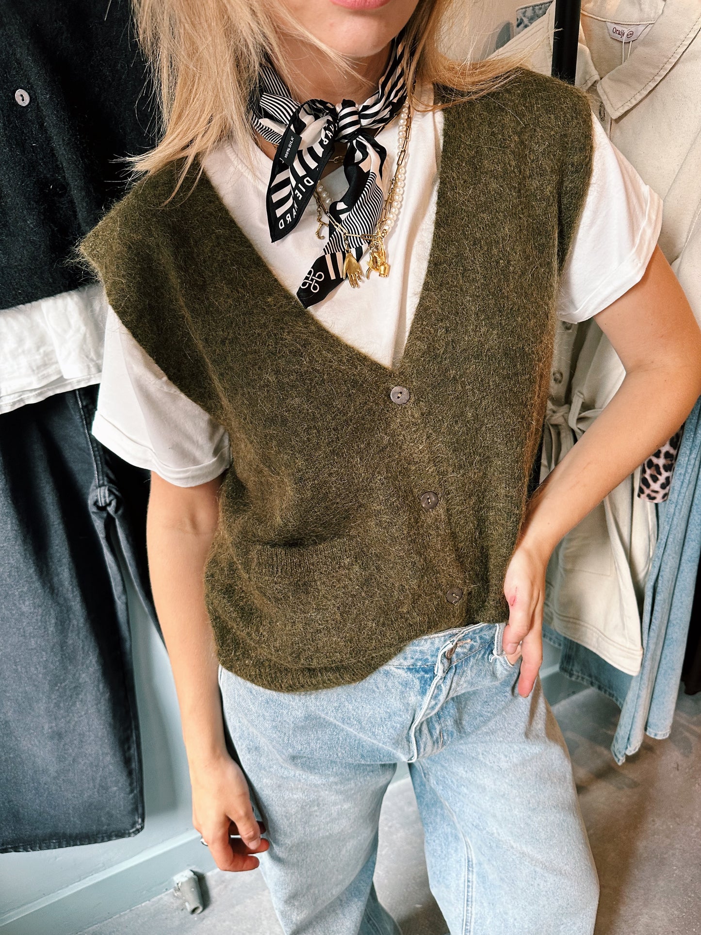 GILET - MOHAIR GROEN
