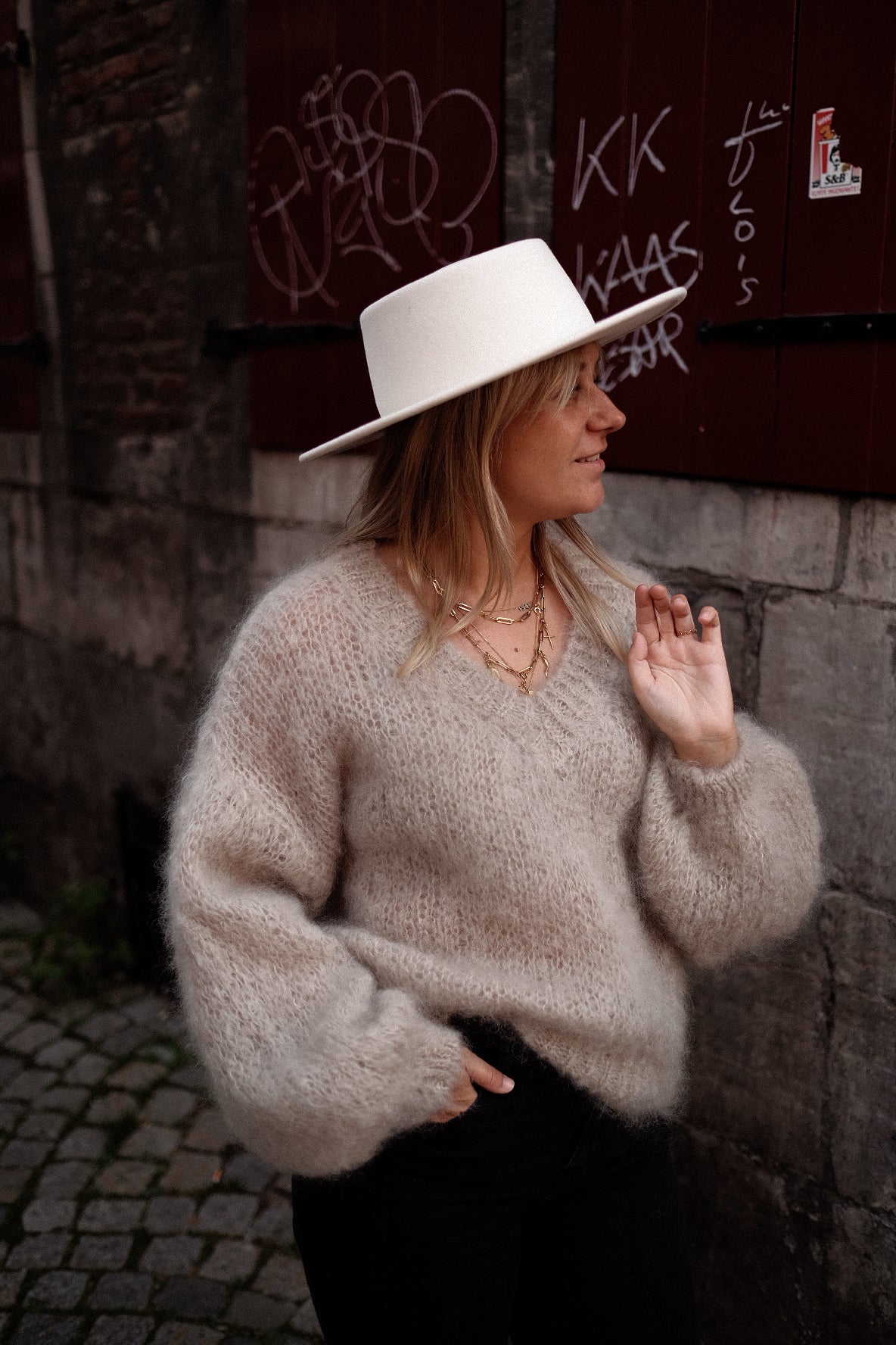 RAAN - MOHAIR KNIT GROFGEBREID BEIGE