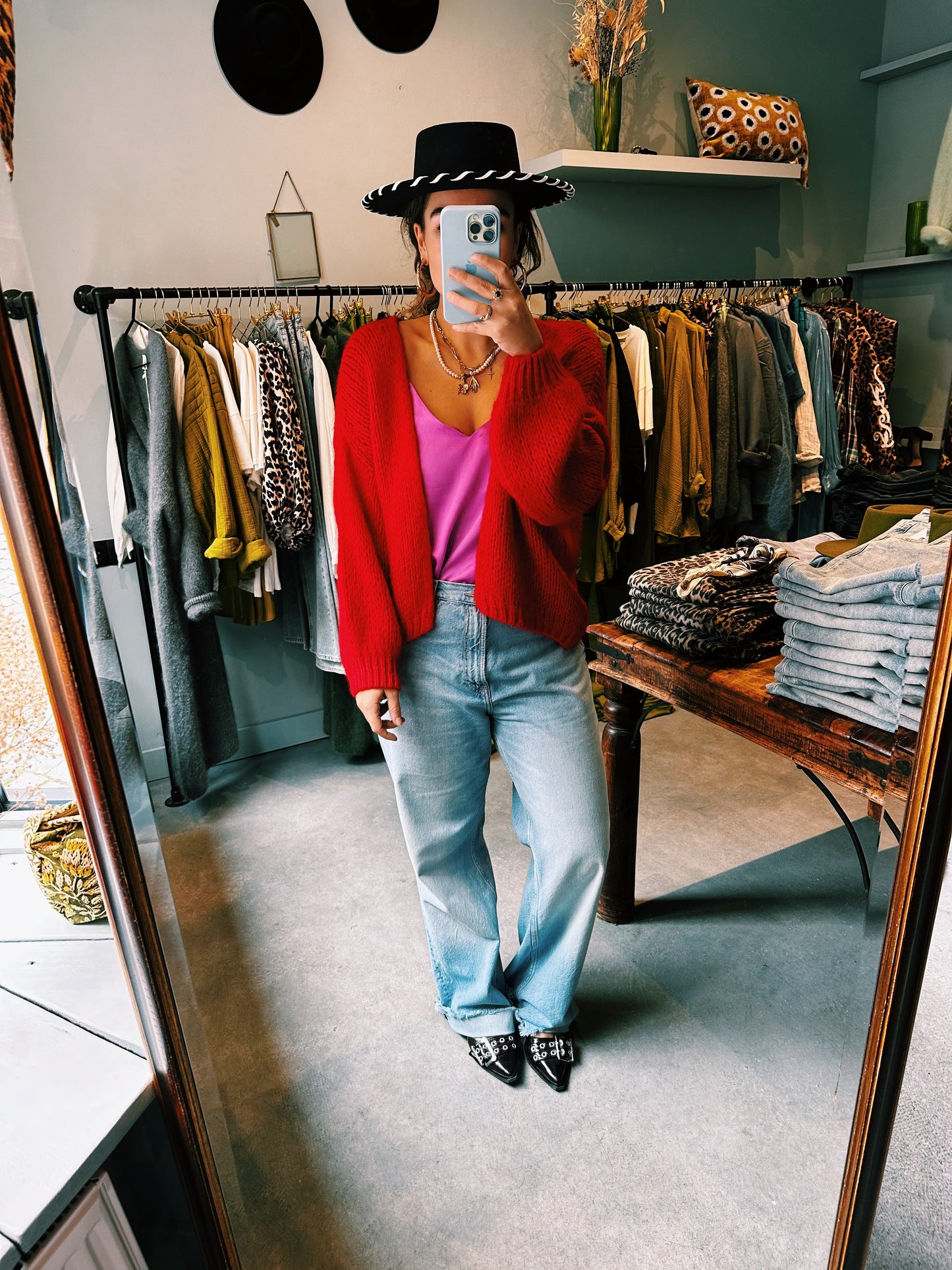 LIEN - GROFGEBREID VEST ROOD