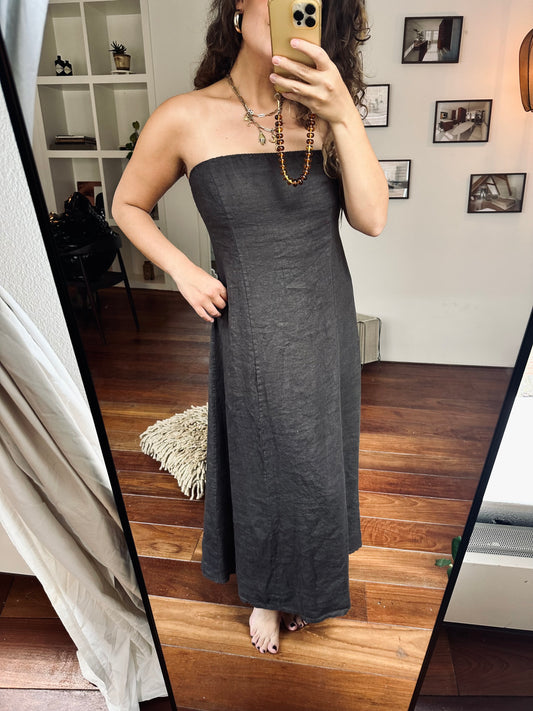 SEP - STRAPLESS JURK DONKERBRUIN