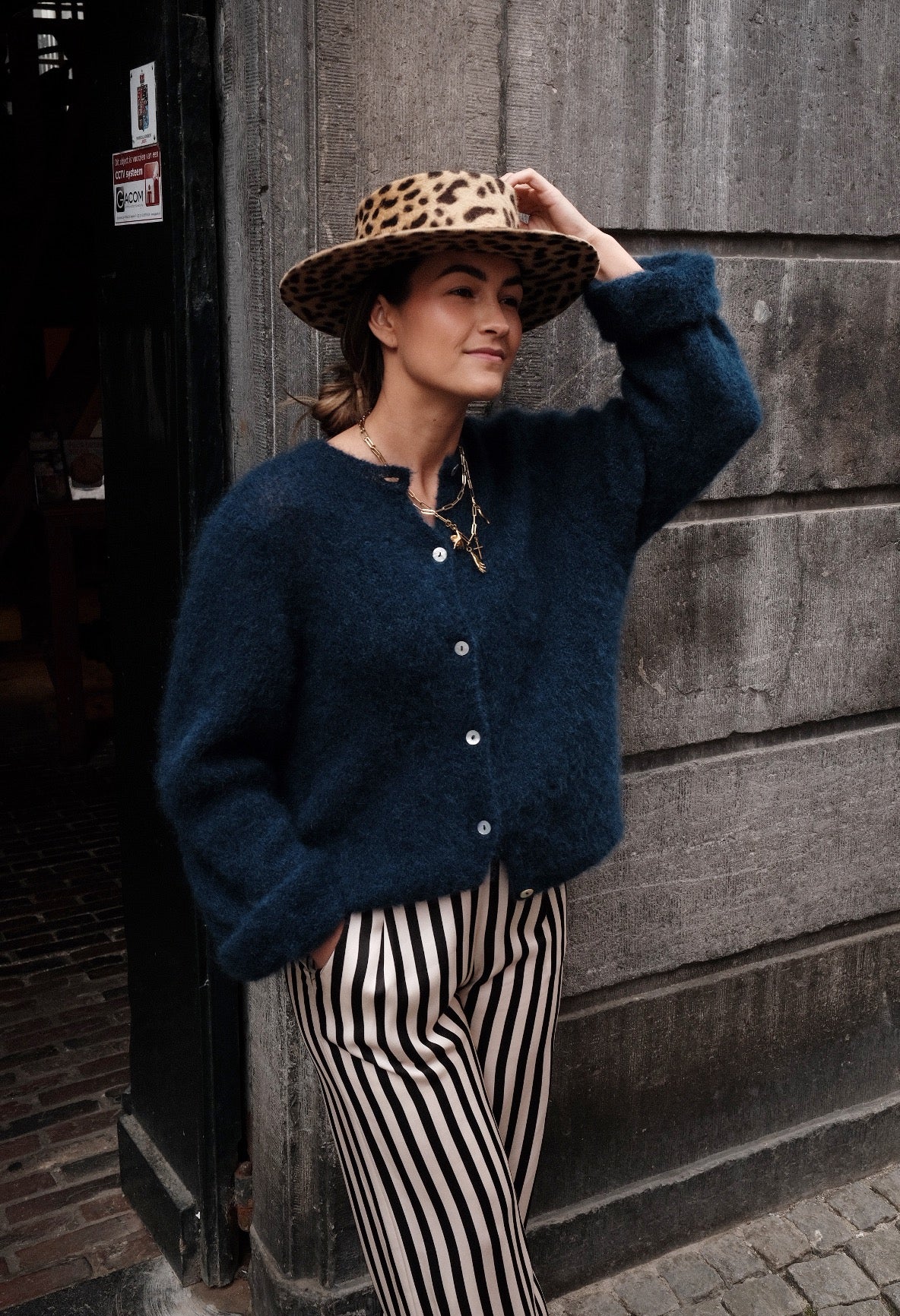 LOU - MOHAIR VEST DONKERBLAUW