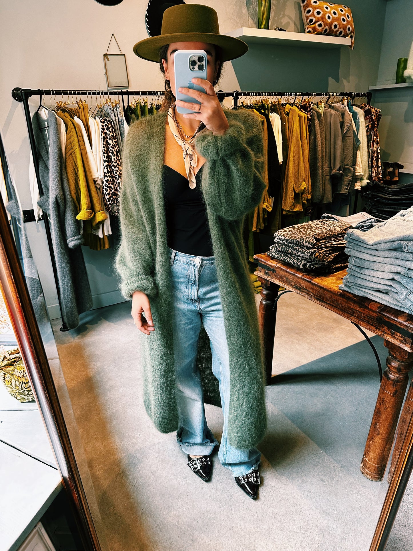 ROSIE - VEST MOHAIR GROEN LANG