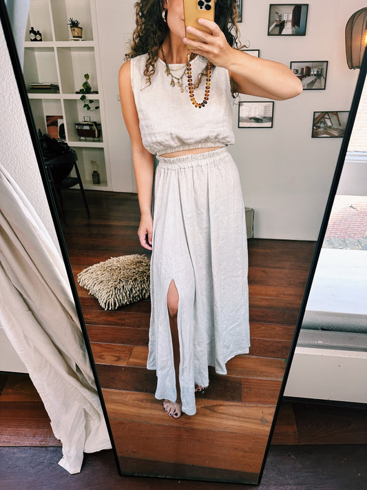 ROOS - LINNEN SET BEIGE