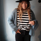 LIEN - GROFGEBREID VEST JEANSBLAUW
