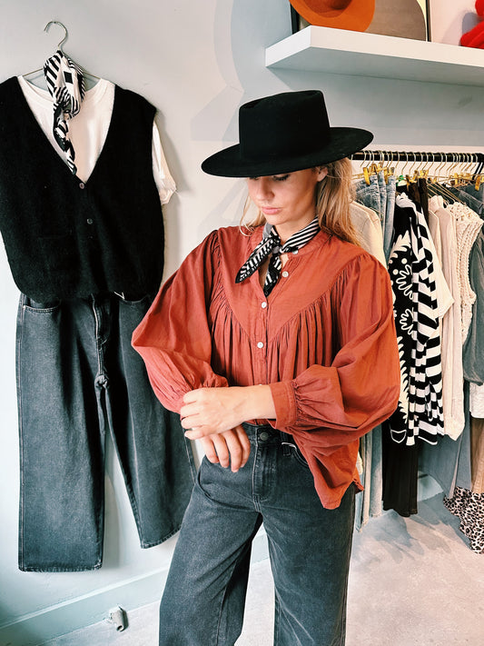 BLOUSE - ROEST WIJDE MOUW
