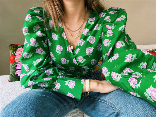 BLOUSE - WIKKEL GROEN ROZE