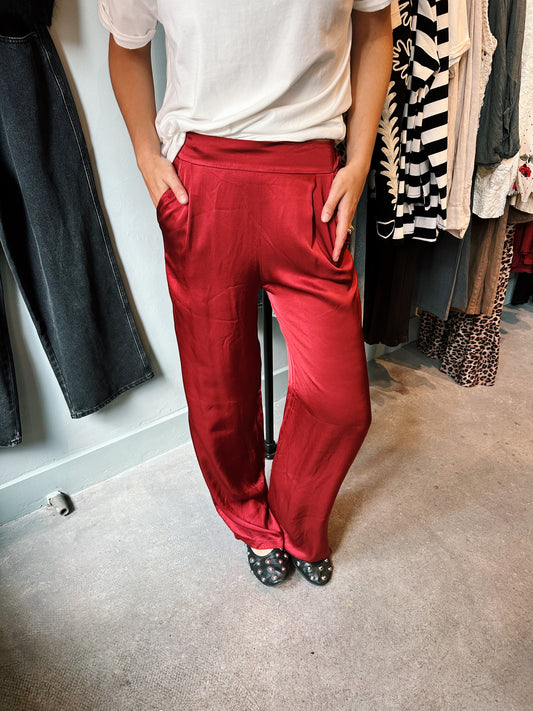 BROEK - VISCOSE/ZIJDE ROOD