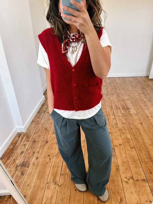 ROSA - MOHAIR GILET ROOD