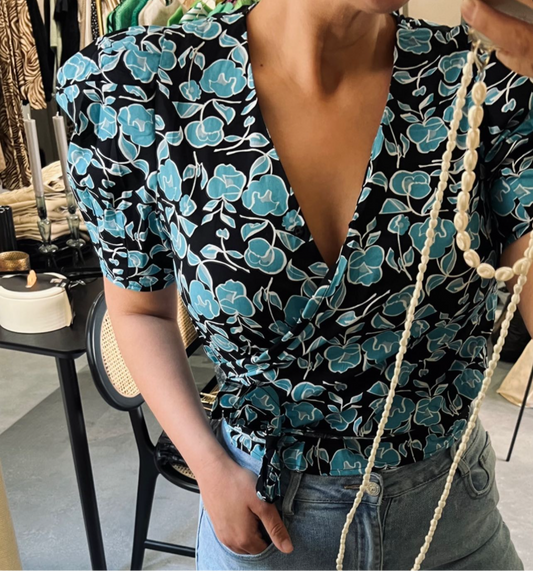 TOP - BLAUW ZWART