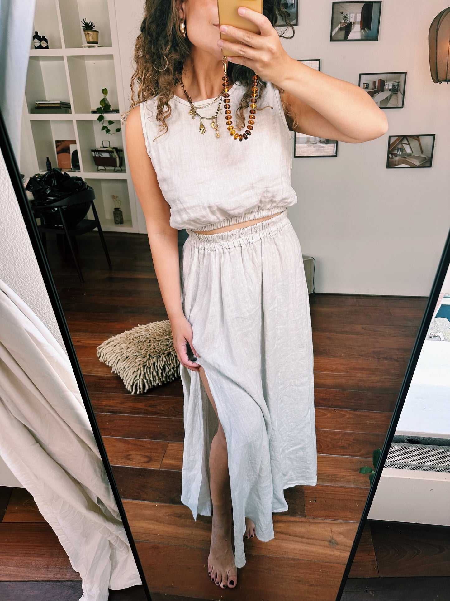 ROOS - LINNEN SET BEIGE