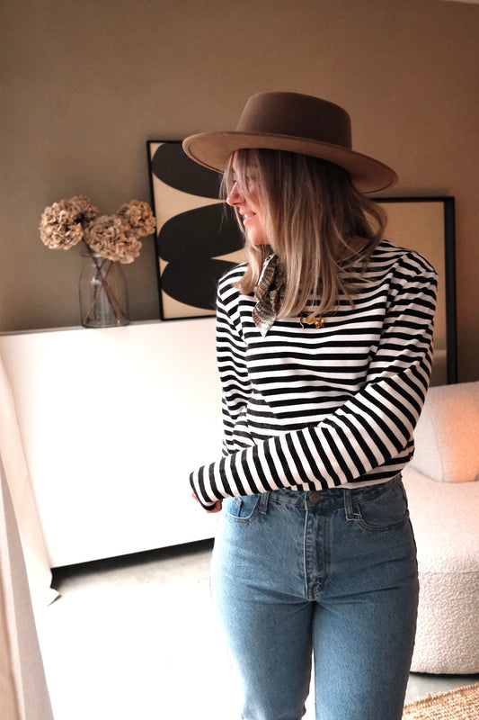LONGSLEEVE - DUN ZWART WIT