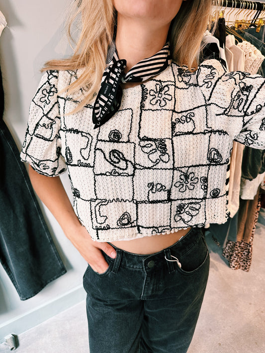 BLOUSE - TAILLE ZWART WIT