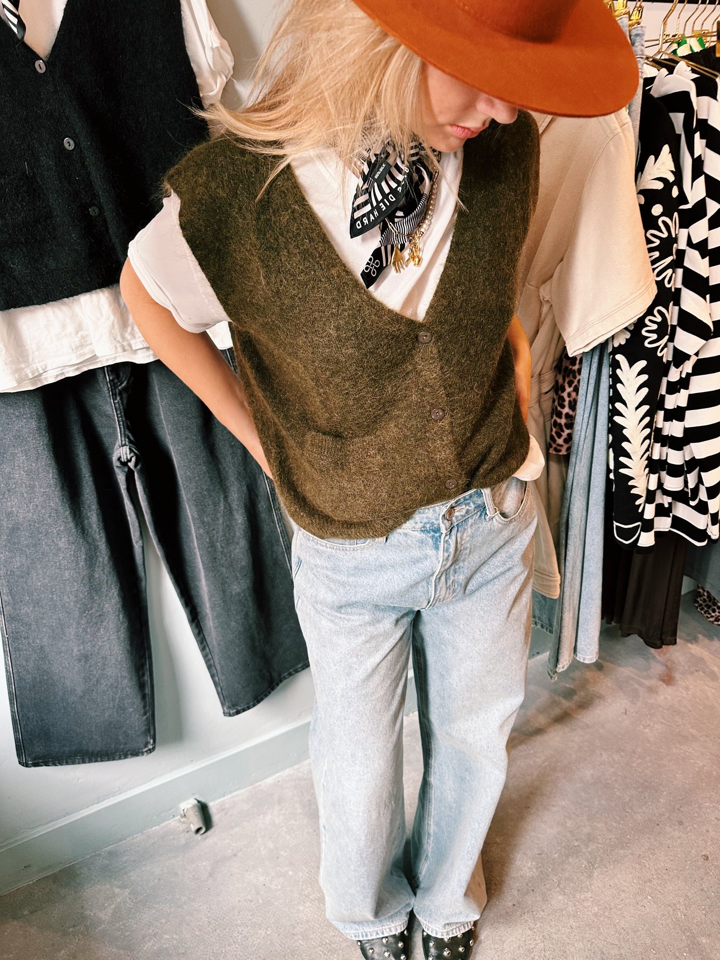 GILET - MOHAIR GROEN