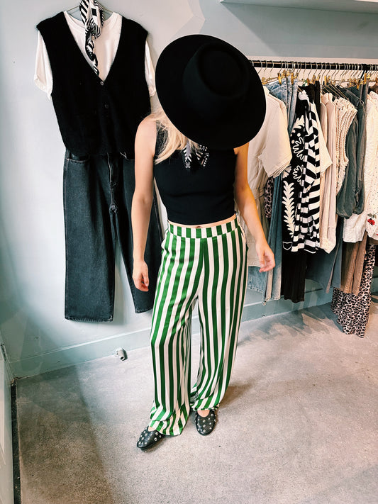 BROEK - GROEN WIT STREEP
