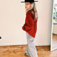 BLOUSE - SW BRUIN/ROOD GEBLOKT