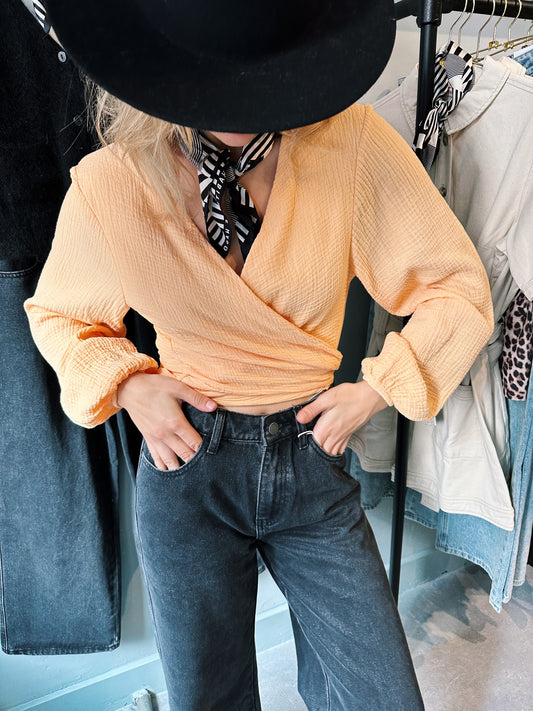 BLOUSE - WIKKEL ZALMKLEUR
