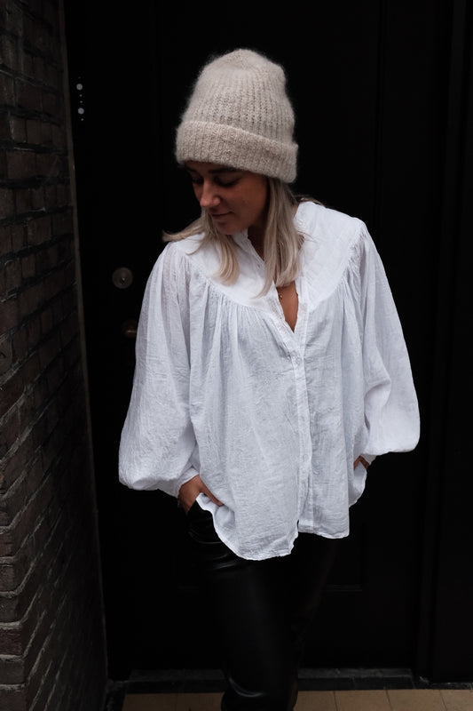 BLOUSE - WIT KATOEN